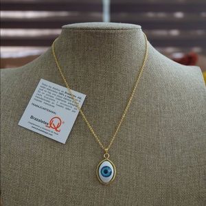 Necklace gold plated 24k with evil eye pendant
